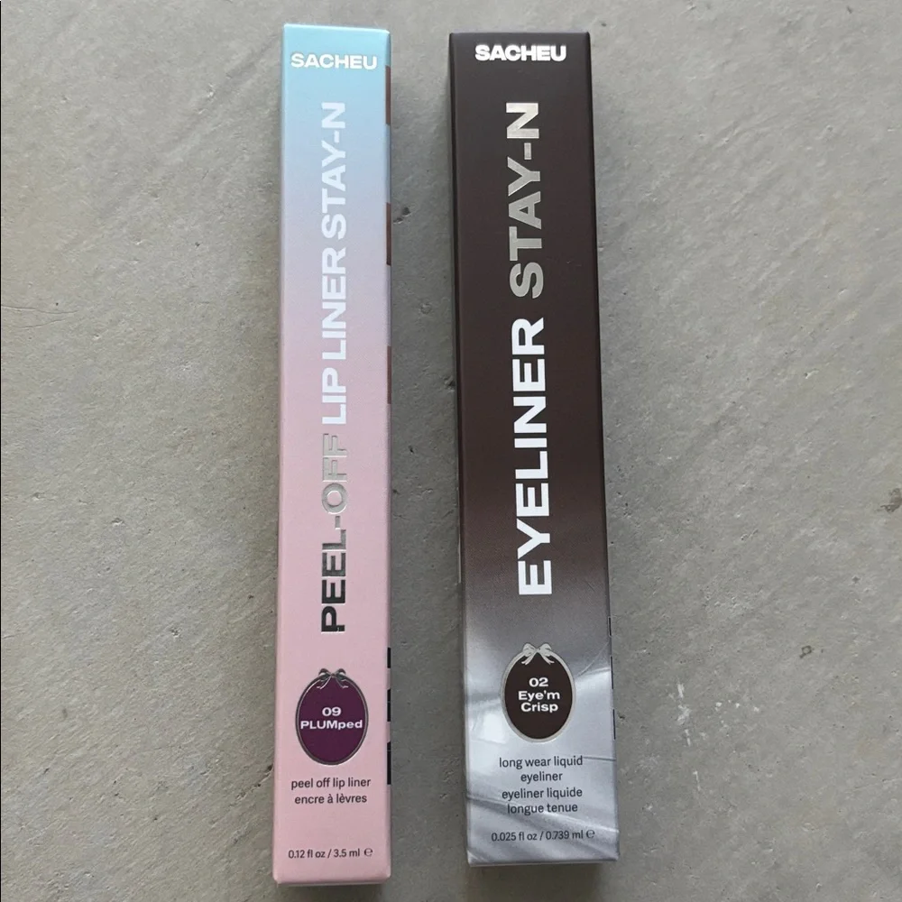 New, Sealed Sacheu Peel Off Lip Liner STAY-N & Sacheu Liquid Eyeliner STAY-N